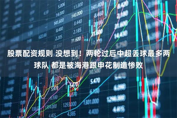 股票配资规则 没想到！两轮过后中超丢球最多两球队 都是被海港跟申花制造惨败