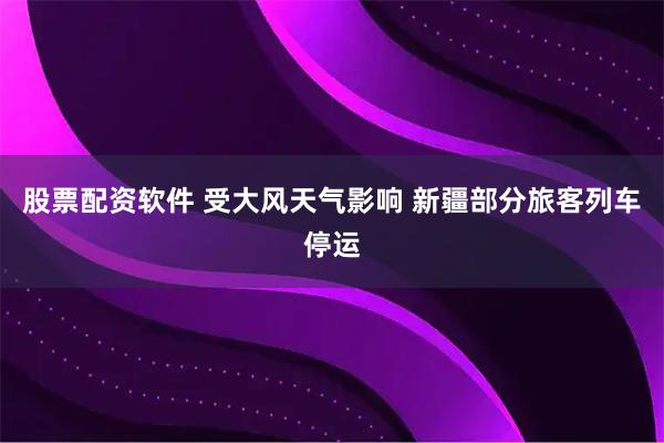 股票配资软件 受大风天气影响 新疆部分旅客列车停运